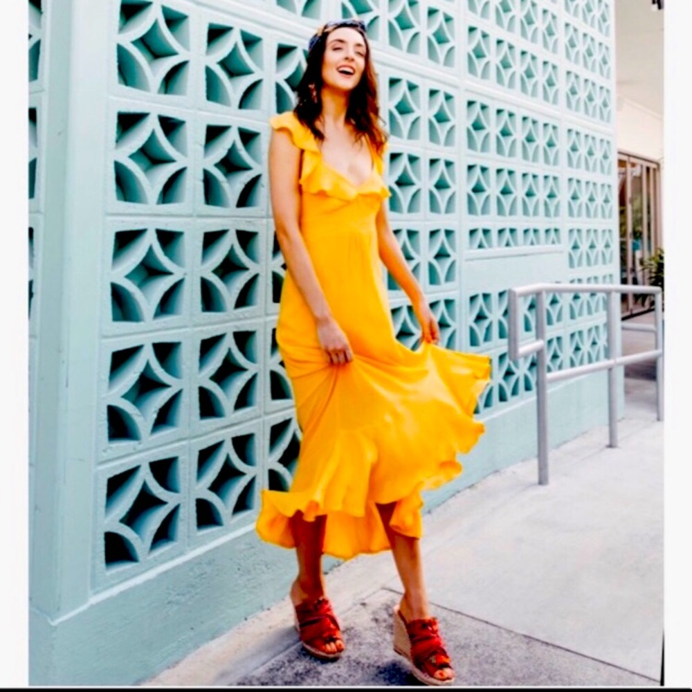 Anthropologie Belle Ruffled Maxi Dress